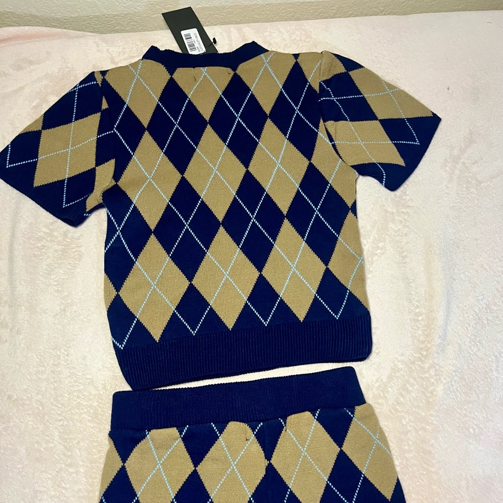 Argyle Knit Sweater and Skirt Set